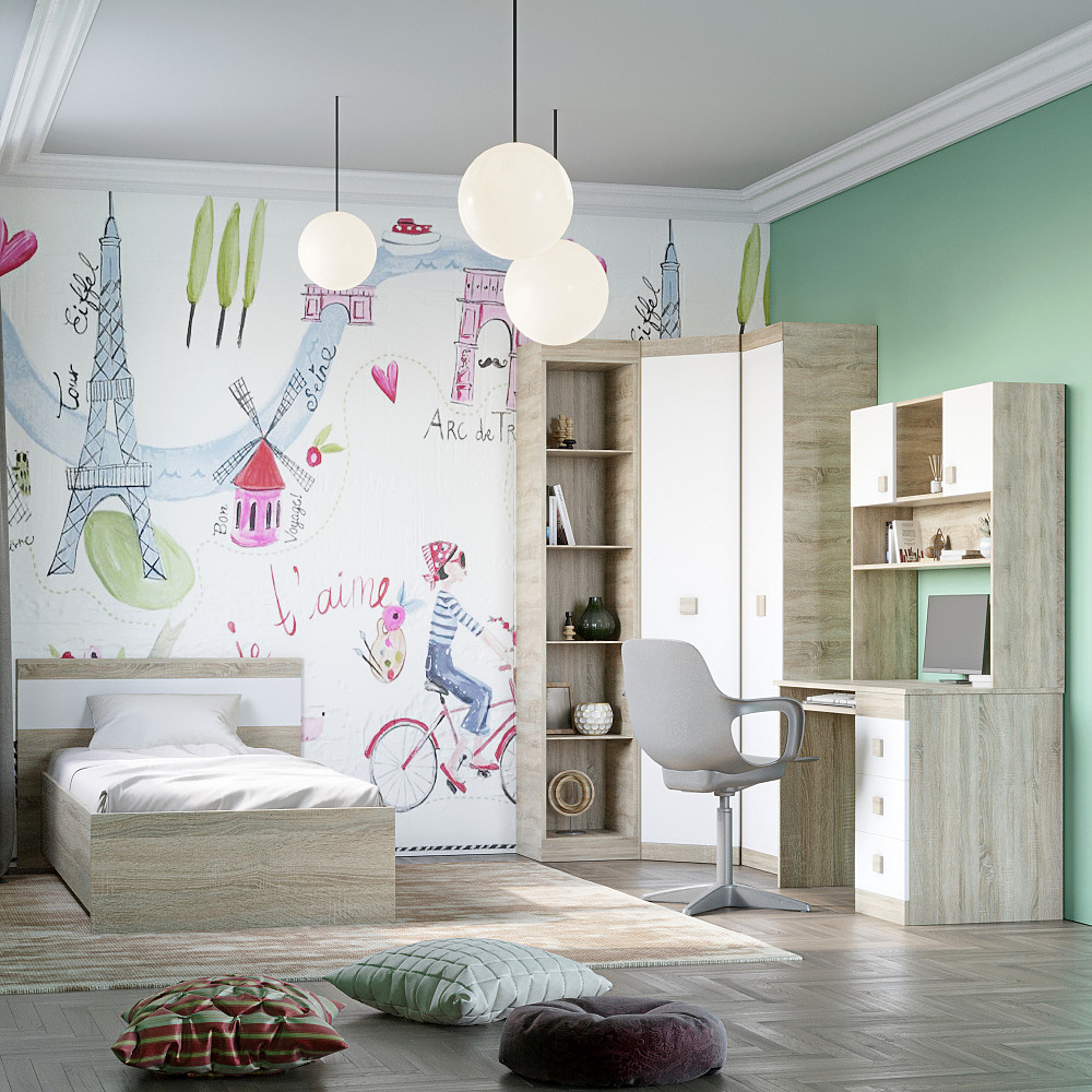 Спальня Детская Эверест Соната Комплект 11 (модульная - 6 элементов) дуб сонома + белый (DTM-2596) Днепр - изображение 1