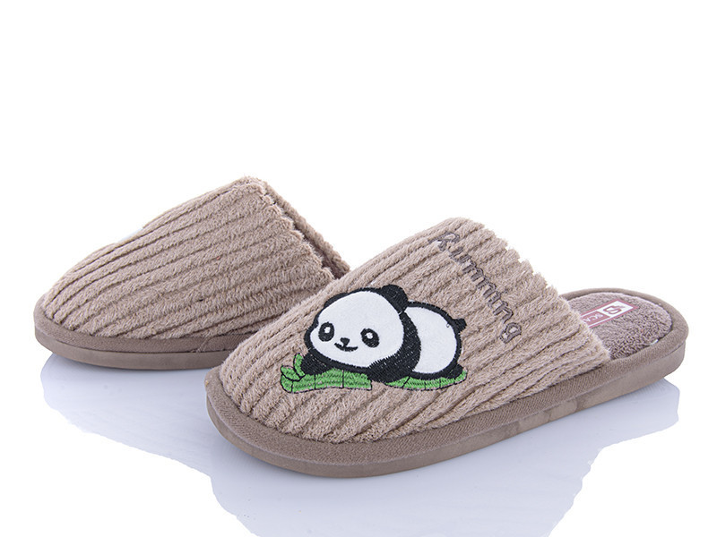Тапочки закрытые женские с Пандой мягкие теплые коричневий Одесса - изображение 3