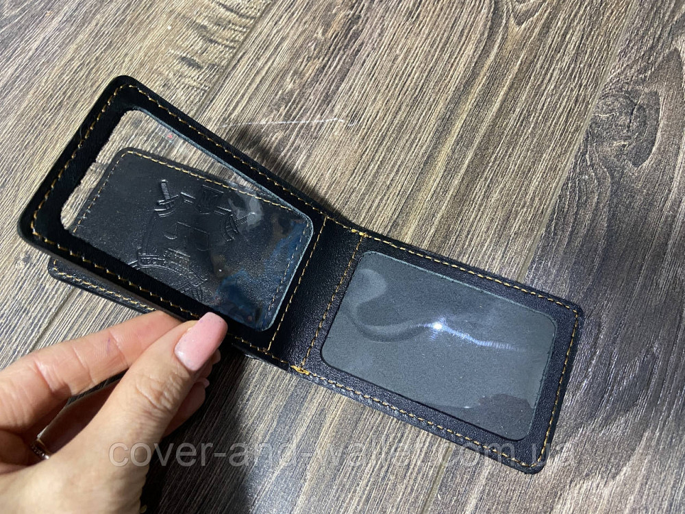 Шкіряна обкладинка на посвідчення Прокуратуру України з додатковим клапаном Київ - фото 5