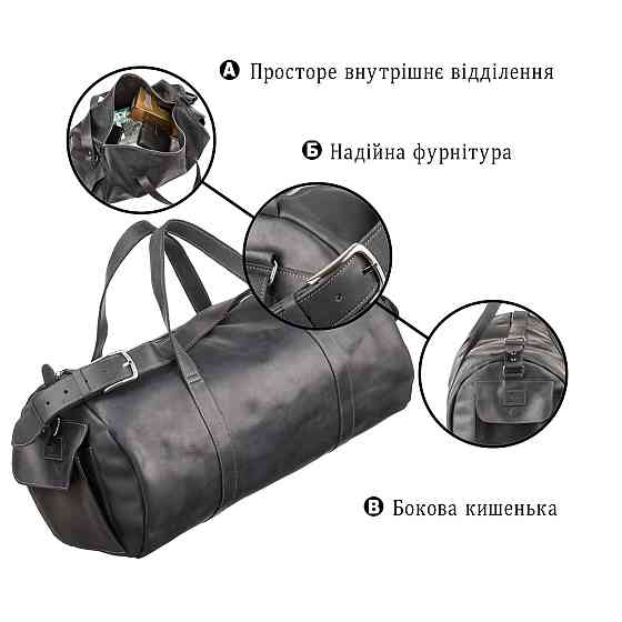 Сумка дорожная Grande Pelle 11046 из винтажной кожи Черная Киев