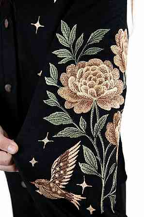 Вишиванка-сорочка для дівчаток чорна лляна топ Київ