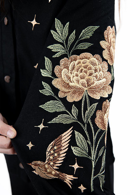 Вишиванка-сорочка для дівчаток чорна лляна топ Київ - фото 5