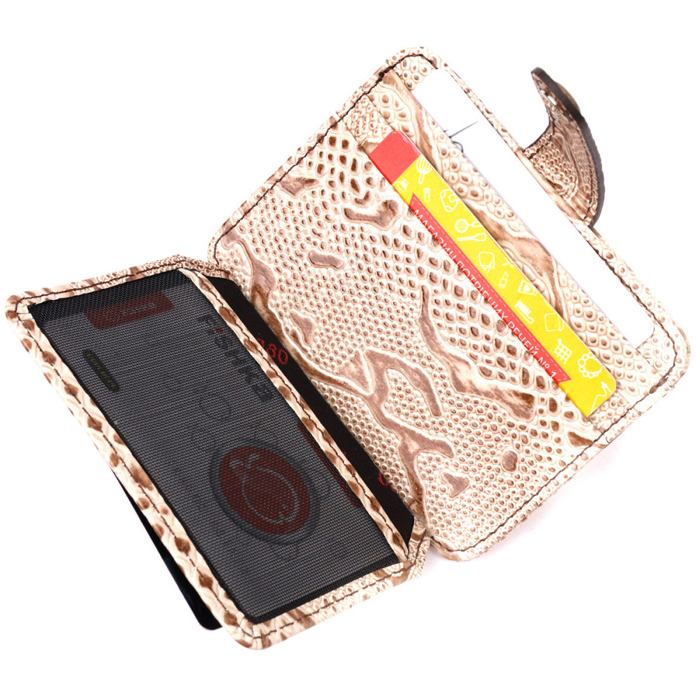 Візитниця із натуральної фактурної шкіри під змію KARYA 20962 Бежевий Київ - фото 7