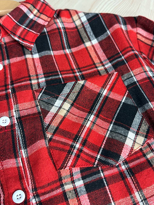 Рубашка женская Baoyu 225-1 в клетку оверсайз фланель, красный, one size Киев - изображение 2