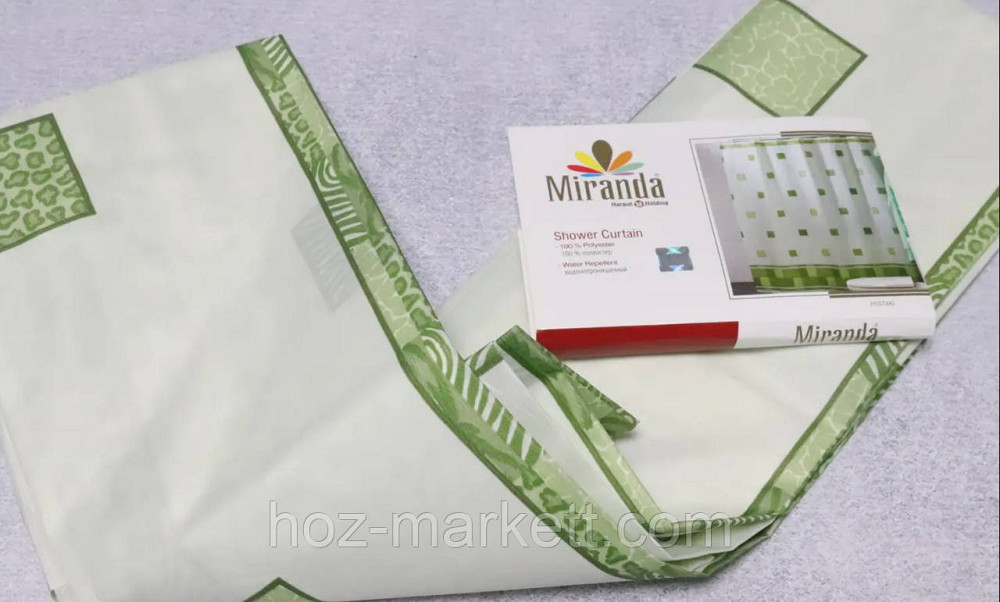 Штора для ванной тканевая Миранда Postaki 180 х 200 см зеленая Харьков - изображение 8