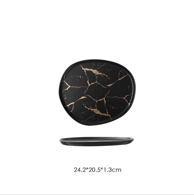 Тарелка БЕЛАЯ фарфоровая  под мрамор 24 см  СРЕДНЯЯ столовая тарелка Кременчуг - изображение 6