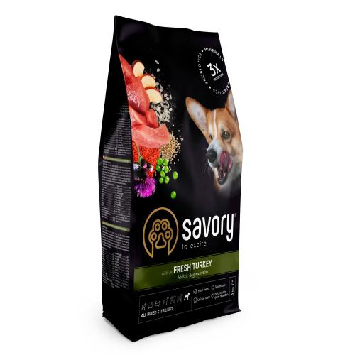 Корм сухой Savory All Breed Sterilised Rich in Fresh Turkey для стерилизованных собак всех пород со свежей индейкой 3 кг Киев - изображение 1