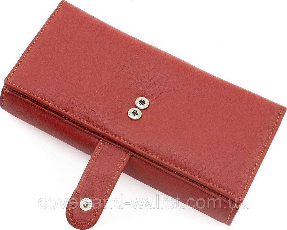 Женский бордовый кожаный кошелек на много карточек Marco Coverna Коричневый Киев - изображение 5