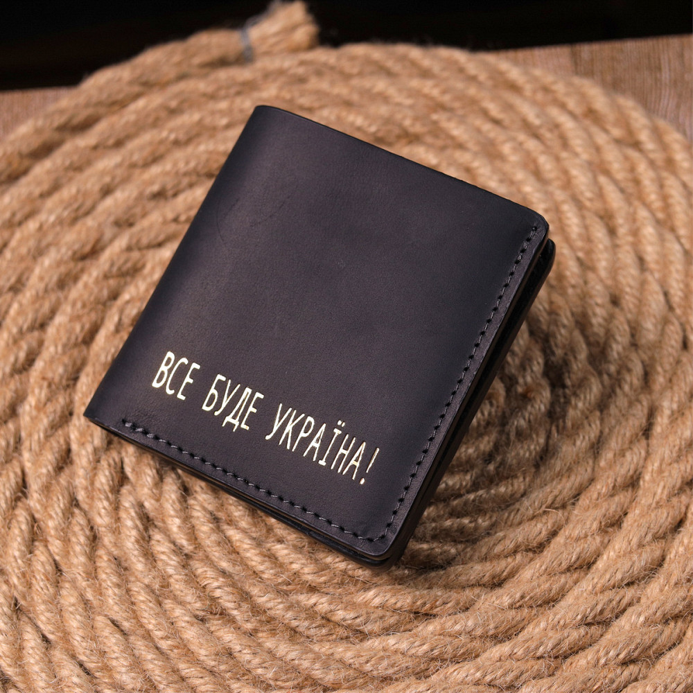 Шкіряний чоловічий гаманець з монетницею Чорний (GRANDE PELLE) Київ - фото 2