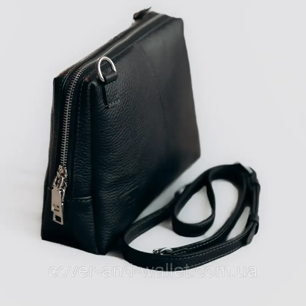 Стильная женская сумка кросс-боди черного цвета из натуральной кожи Grande Pelle 702710 Киев - изображение 6