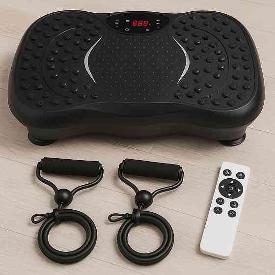 Виброплатформа для тренировок с 2 эспандерами + пульт, до 120кг TS-5513 / Вибротренажер для похудения Киев