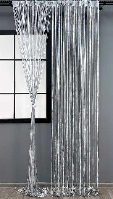 Шторы-нити с люрексом Белый с серым 300х300см 1 шт (61-106) Киев - изображение 3