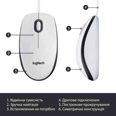 Мышка Logitech M100 USB White (910-006764) Винница