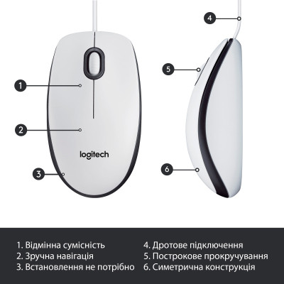 Мышка Logitech M100 USB White (910-006764) Винница - изображение 6