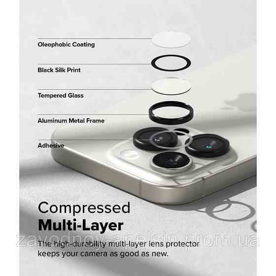 Защитное стекло на камеру iPhone 16 Pro Max (рамка металл) Одесса