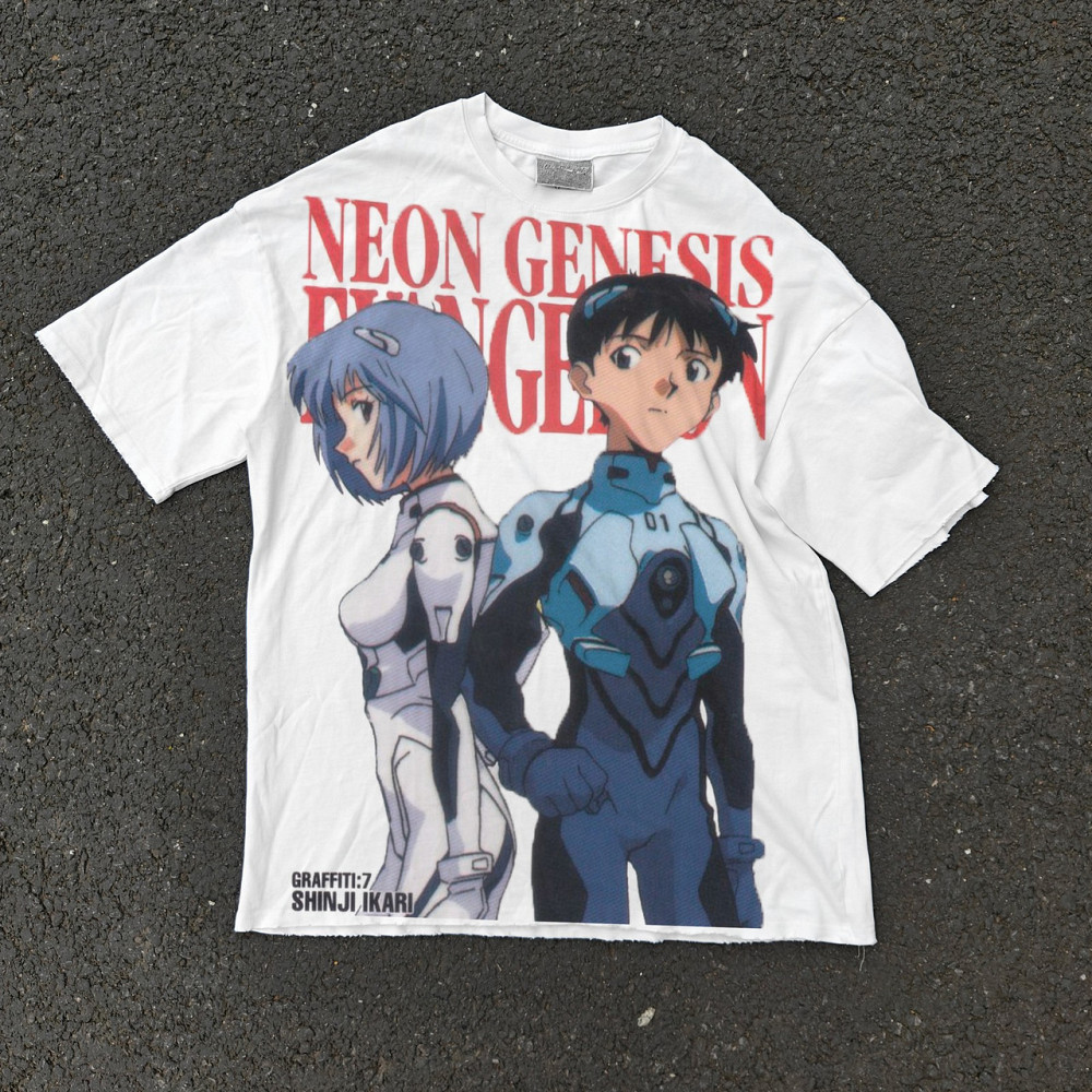 Футболка чоловіча з принтом аніме Євангеліон Аніме Схінджі Реі оверсайз (S/M/L) Черний Дніпро - фото 5