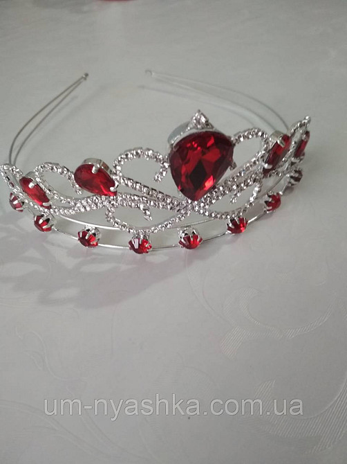 Диадема на обруче Корона золотая с красными камнями Кривой Рог - изображение 5