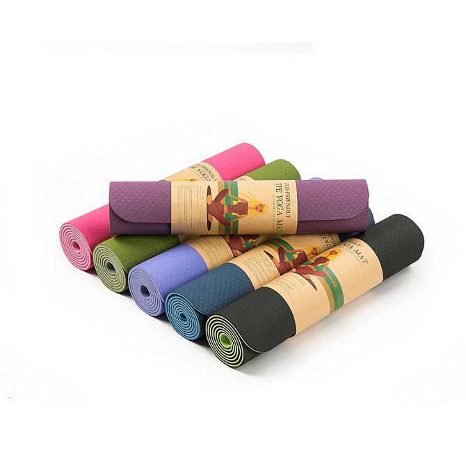 Килимок для фітнесу, йоги TPE Yoga Mat (рр. 183см*61см*6мм) Вишневе - фото 1