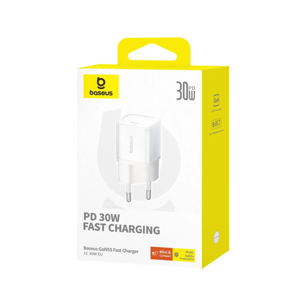 Мережевий зарядний пристрій Baseus GaN5S Fast Charger 1C 30W EU Moon White Одеса - фото 2