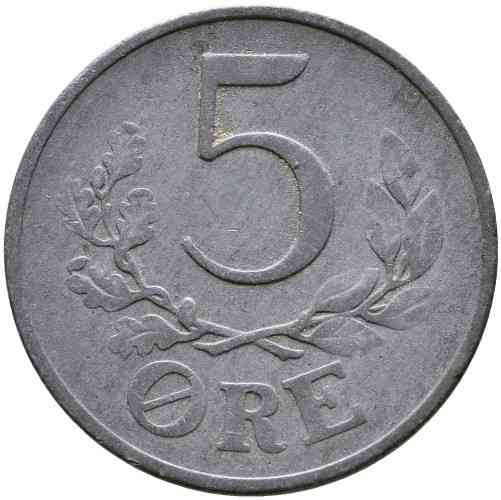 Монета 5 эре. 1942-1945 год, Дания. Полтава