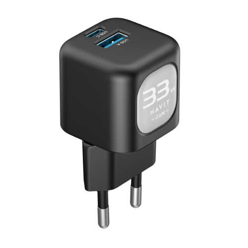 Зарядний пристрій мережевий USB/Type-C 33W чорний/сірий GaN Havit UC230 Житомир - фото 1