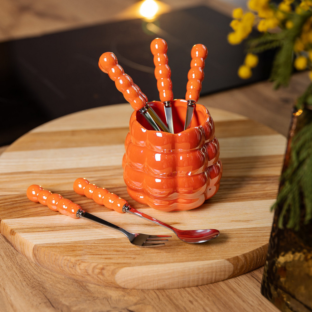 Yiwu Набір десертних виделок і ложок на 3 персони з підставкою з порцелянау 7 предметів Помаран Киев - изображение 5