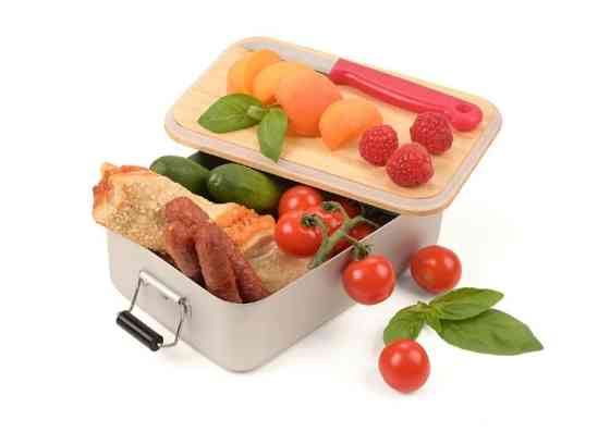 Ланч-бокс Troika с защелкой и бамбуковой крышкой (алюминий) Киев