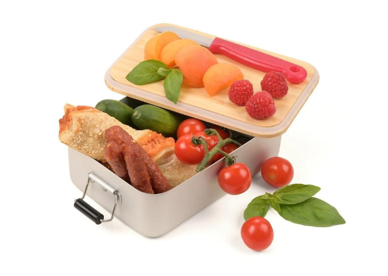 Ланч-бокс Troika с защелкой и бамбуковой крышкой (алюминий) Киев - изображение 3