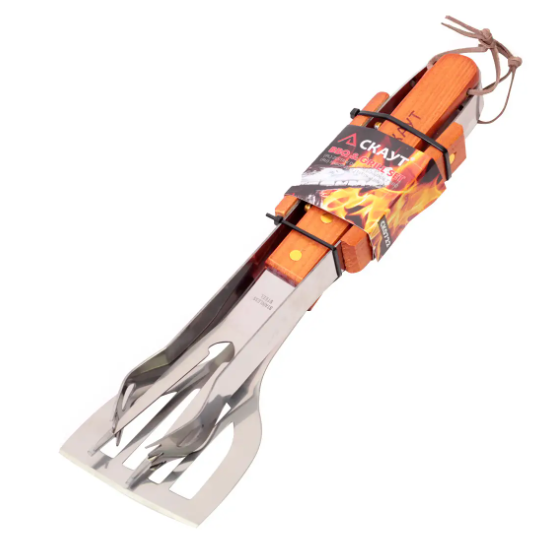 Набір інструментів для гриля 3 предмети:(лопатка, вилка, щипці) 0722 Скаут Житомир