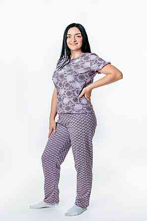Домашний женский комплект, пижама, сиреневый, 100%хлопок Крохатушка одяг Киев
