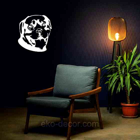 Декоративное настенное Панно «Ротвелер», Декор на стену 90*90 см, Белый Киев