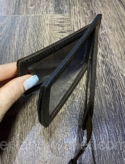 Шкіряна обкладинка для автодокументів на кнопці (коричнева) Київ - фото 6