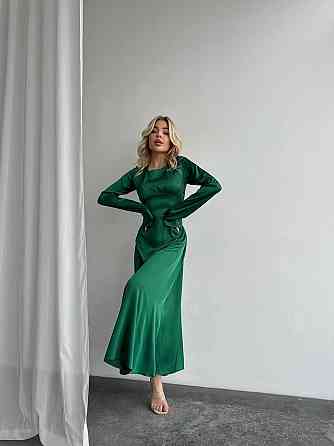 Женское нарядное платье со шнуровкой на спинке шелк Армани Зеленый, 42/44 Одесса