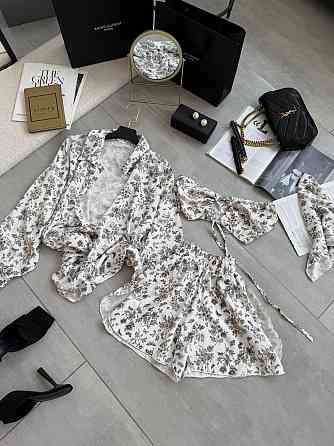 Жіночий літній принтований костюм четверка: хустка, кроп-топ, сорочка та шорти штапель/софт Чорний Одеса