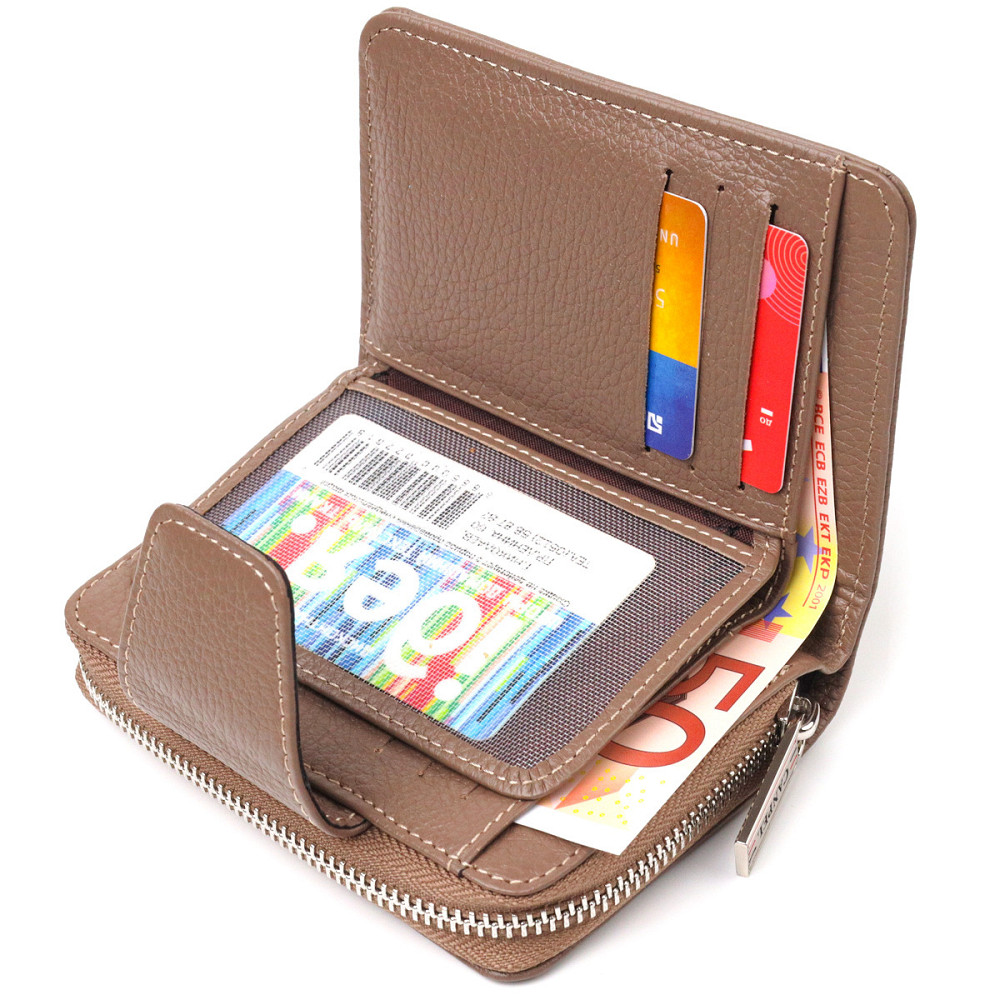 Надійне вертикальний портмоне для жінок з монетницею на блискавці з натуральної шкіри флотар CANPELLINI 21606 Бежеве Київ - фото 6