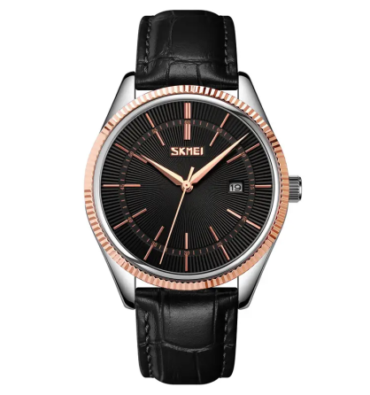 Чоловічий наручний годинник Skmei 9298 (Рожеве золото з чорним циферблатом) Київ
