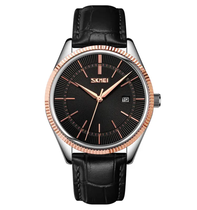 Чоловічий наручний годинник Skmei 9298 (Рожеве золото з чорним циферблатом) Київ - фото 1