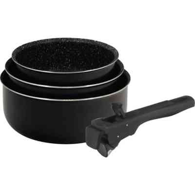 Ковш Bergner Click & cook black, набір зі знімною ручкою 16/18/20 см, 4 предмети (BG-31602-BK) Винница