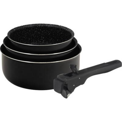 Ківш Bergner Click &amp; cook black, набір зі знімною ручкою 16/18/20 см, 4 предмети (BG-31602-BK) Вінниця - фото 1