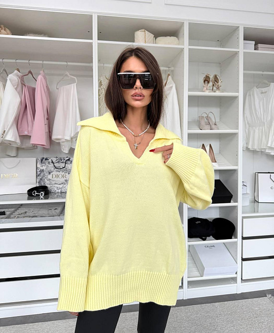 Стильный женский удлиненный свитер оversize с воротником поло Одесса - изображение 7