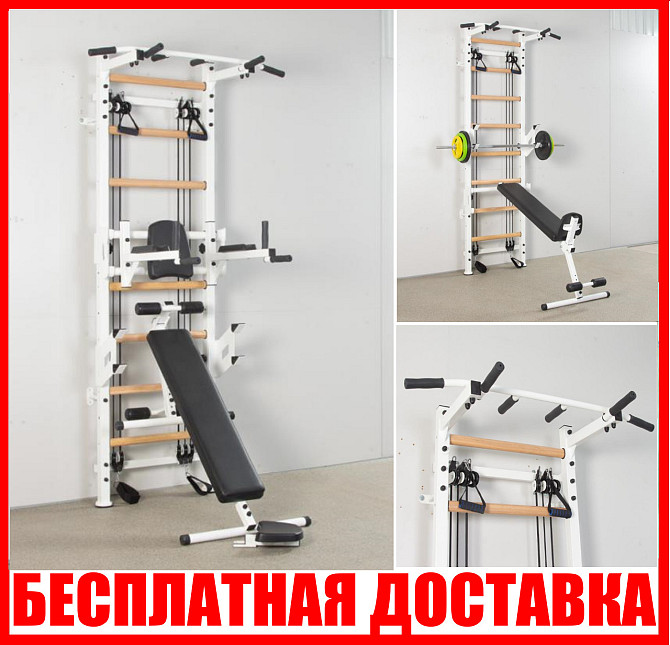 Шведская стенка с эспандерами спортивная для детей и взрослых усиленная металлическая для семьи в до Кам'янське - фото 1