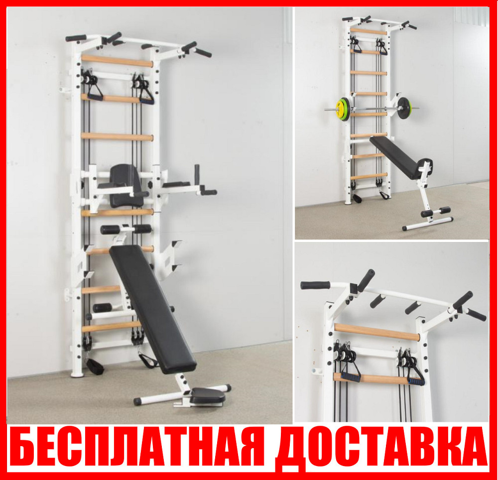 Шведская стенка с эспандерами спортивная для детей и взрослых усиленная металлическая для семьи в дом Кам'янське - фото 1