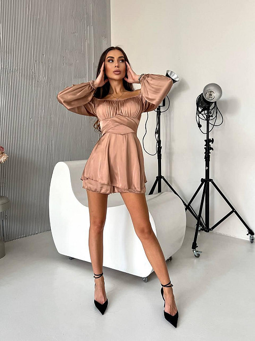 Жіночий стильний привабливий шовковий комбінезон арами Кемел, 42/44 Одеса - фото 5