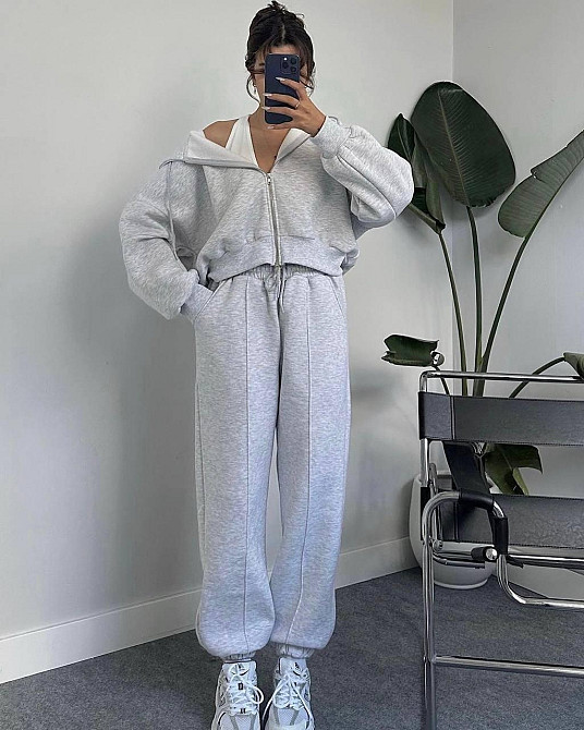 Женский стильный и комфортный тринитный костюм на флисе. Меланж, 42/44 Одесса - изображение 4