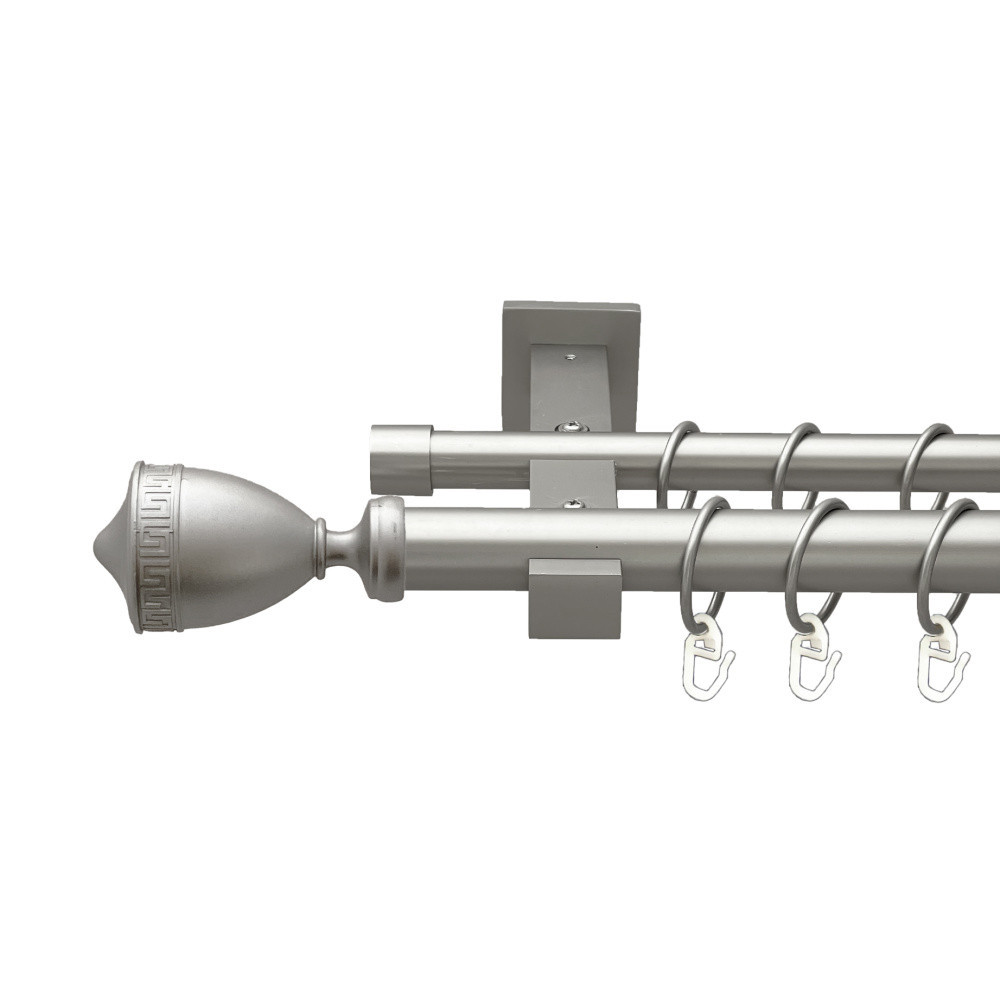 Карниз Orvit Афіна металевий дворядний техно гладка труба кільце металеве Сатин 25\19 мм 300 см (00-00026344) Львов - изображение 1