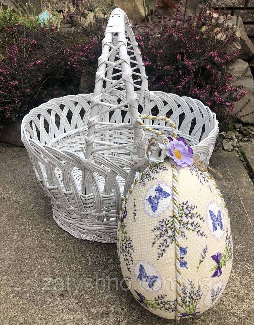 Кошик плетений з гарною ручкою білий Київ - фото 4