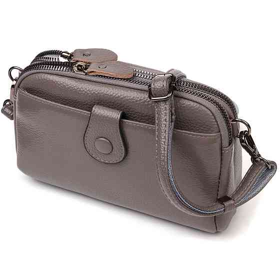 Сумка-клатч у стильному дизайні з натуральної шкіри Сіра (Vintage) Київ