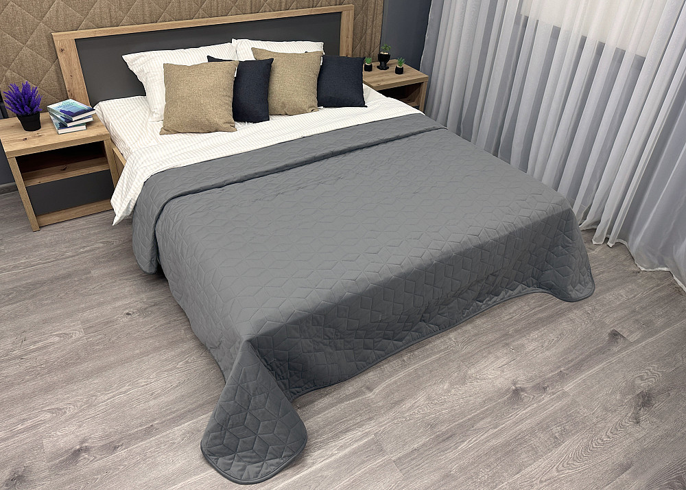 Покривало стьобане Decorator Велюр куб 220х240 см сірий (85-156) Київ - фото 3