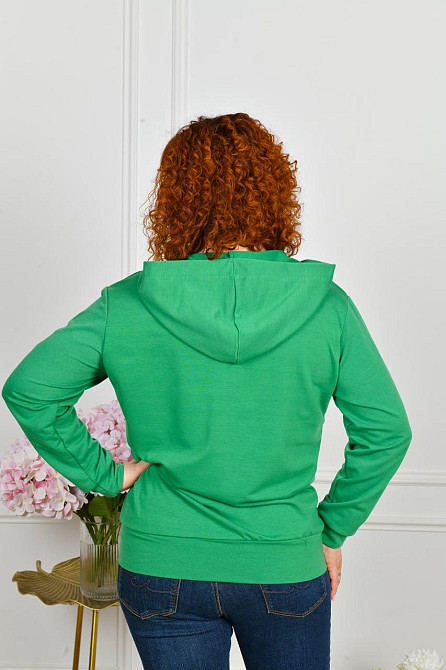 Зип-худи с капюшоном на молнии из трикотажа двунитки в ярких цветах Зелений, 52-54 Лубны - изображение 2