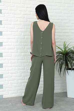 Літній костюм зі штанами палаццо "Stellar" оптом | Норма і батал | Розпродаж моделі Хакі, 42-44 Київ